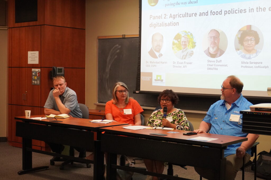 Professor Silvia Sarapura speaking at the first International Conference on Digital Innovation in Agri-Food, which was held at the University of Guelph